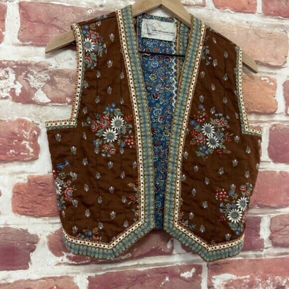 Vintage Suttles And Seawinds Limited Vest Women's L Boho Cottage Floral Quilted - Picture 2 of 10